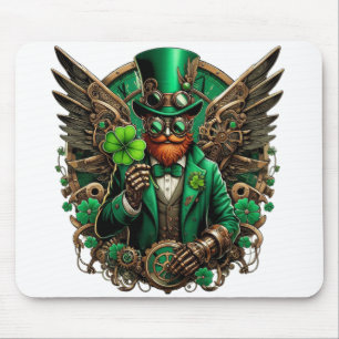 Saint Patrick's Day steampunk clover Mouse Pad