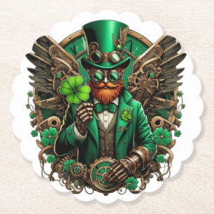 Saint Patrick's Day steampunk clover Paper Coaster