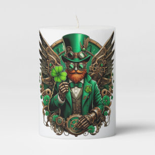 Saint Patrick's Day steampunk clover Pillar Candle