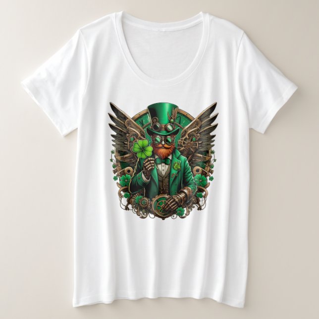 Saint Patrick's Day steampunk clover Plus Size T-Shirt (Design Front)