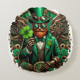 Saint Patrick's Day steampunk clover Round Pillow