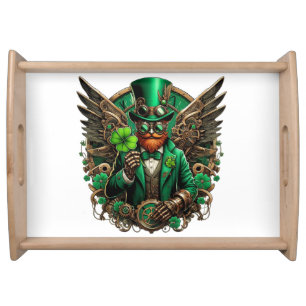 Saint Patrick's Day steampunk clover Serving Tray