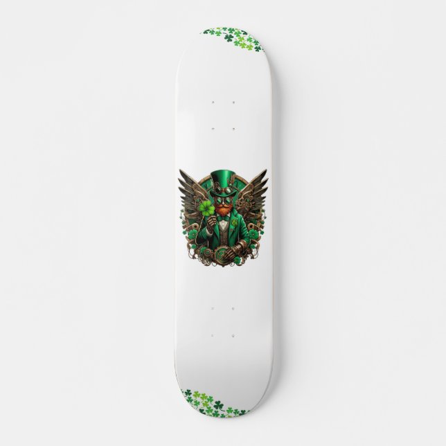Saint Patrick's Day steampunk clover Skateboard (Front)