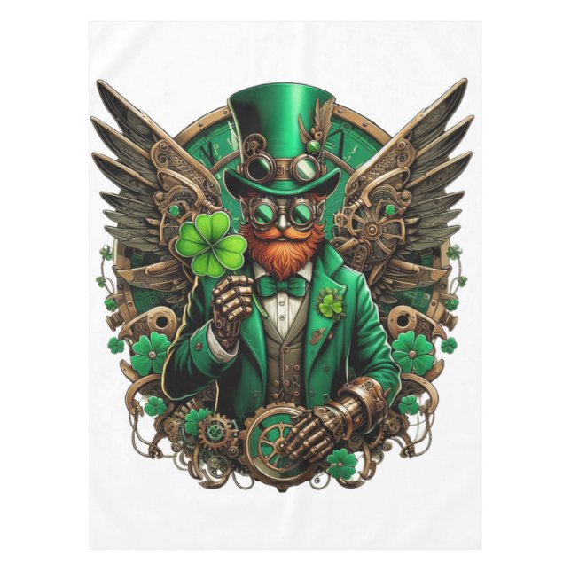Saint Patrick's Day steampunk clover Tablecloth (Front)