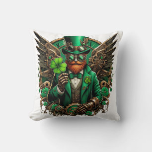 Saint Patrick's Day steampunk clover Throw Pillow
