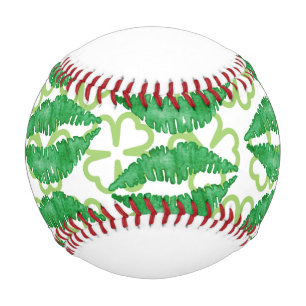 Saint Patrick's day with shamrock and green lips Baseball