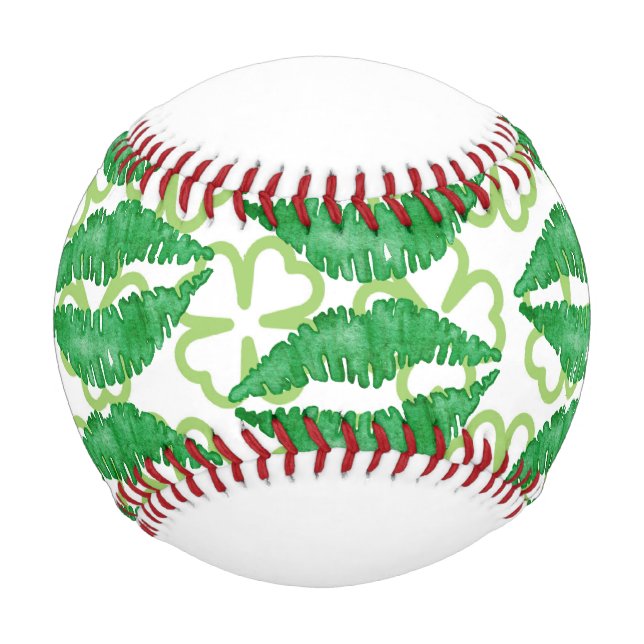 Saint Patrick's day with shamrock and green lips Baseball (Back)