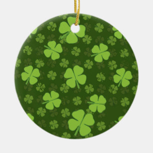 SAINT PATRICKS FOUR LEAF CLOVER CERAMIC ORNAMENT