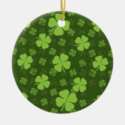 SAINT PATRICKS FOUR LEAF CLOVER CERAMIC ORNAMENT