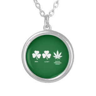 Saint Patricks Funny Party for Guys Silver Plated Necklace