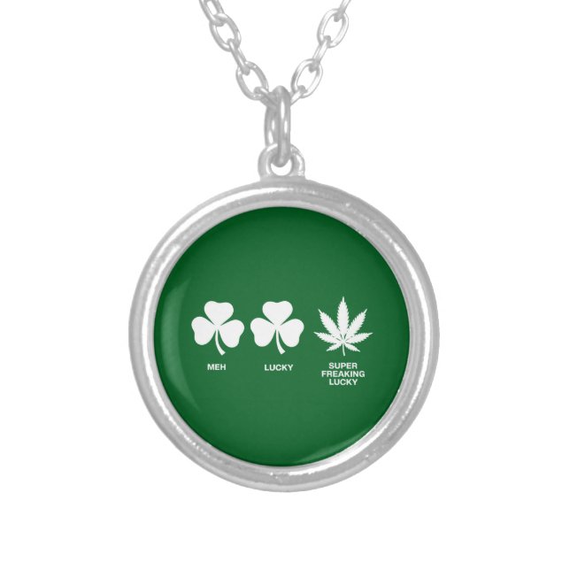 Saint Patricks Funny Party for Guys  Silver Plated Necklace (Front)