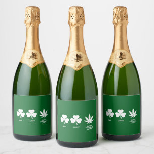 Saint Patricks Funny Party for Guys  Sparkling Wine Label