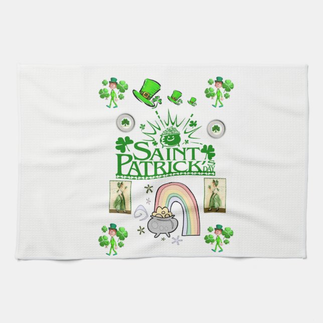 saint patricks green kitchen hand towel (Horizontal)