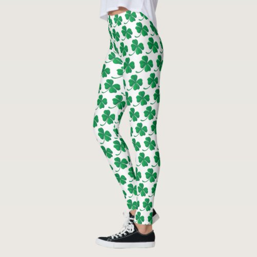 Saint Patricks Green Shamrock Pattern Leggings