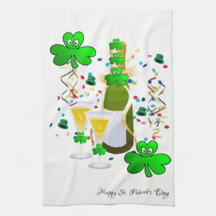 Saint Patrick's Kitchen Hand Towel Wine Shamrock