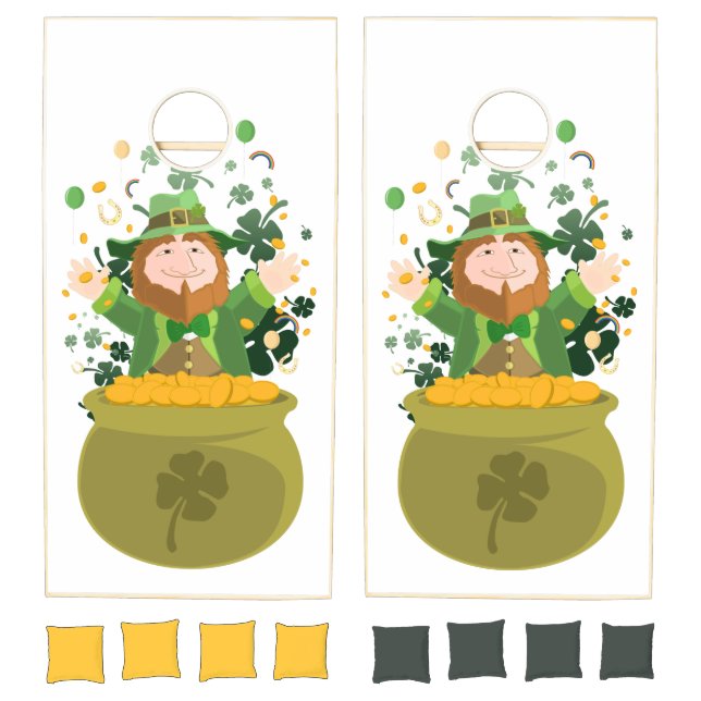 Saint Patrick's Leprechaun Gold Cornhole Set (Set)