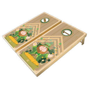 Saint Patrick's Leprechaun Gold Cornhole Set