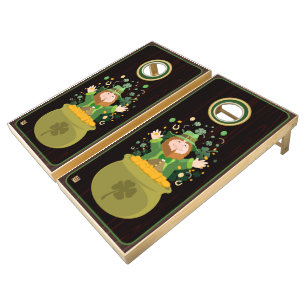 Saint Patrick's Leprechaun Gold Cornhole Set