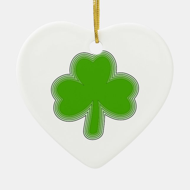 Saint Patrick's Shamrock Drawing Ceramic Ornament (Front)