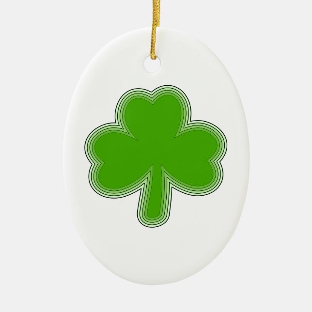 Saint Patrick's Shamrock Drawing Ceramic Ornament (Front)