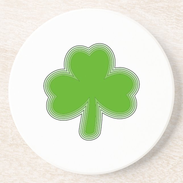 Saint Patrick's Shamrock Drawing Sandstone Coaster (Front)