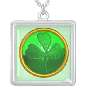 SAINT PATRICK'S SHAMROCK SILVER PLATED NECKLACE