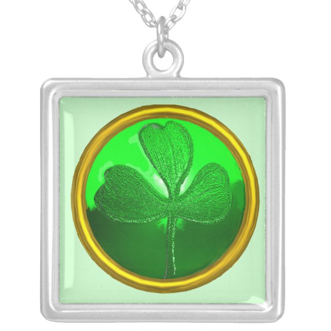 SAINT PATRICK'S SHAMROCK SILVER PLATED NECKLACE (Front)