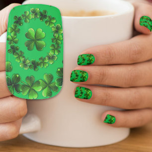 Saint Patricks Shamrocks Clover Green Minx Nail Art