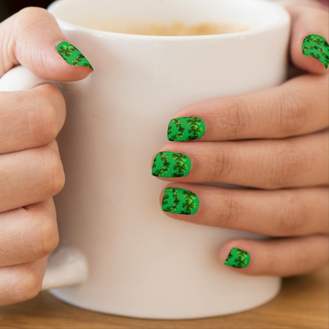 Saint Patricks Shamrocks Clover Green Minx Nail Art (Insitu - Mug)