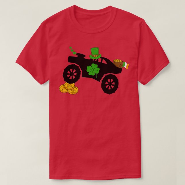 Saint Patrickx27s Day Irish Monster Truck Clover T-Shirt (Design Front)
