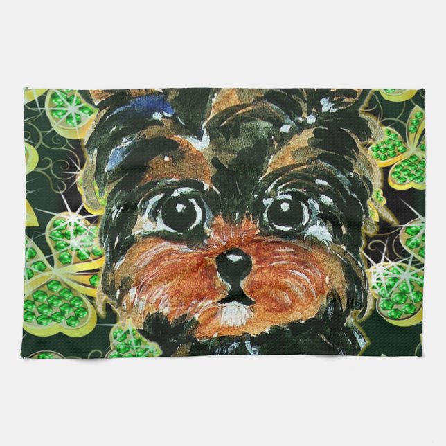 SAINT PATTY YORKIE POO KITCHEN TOWEL (Horizontal)