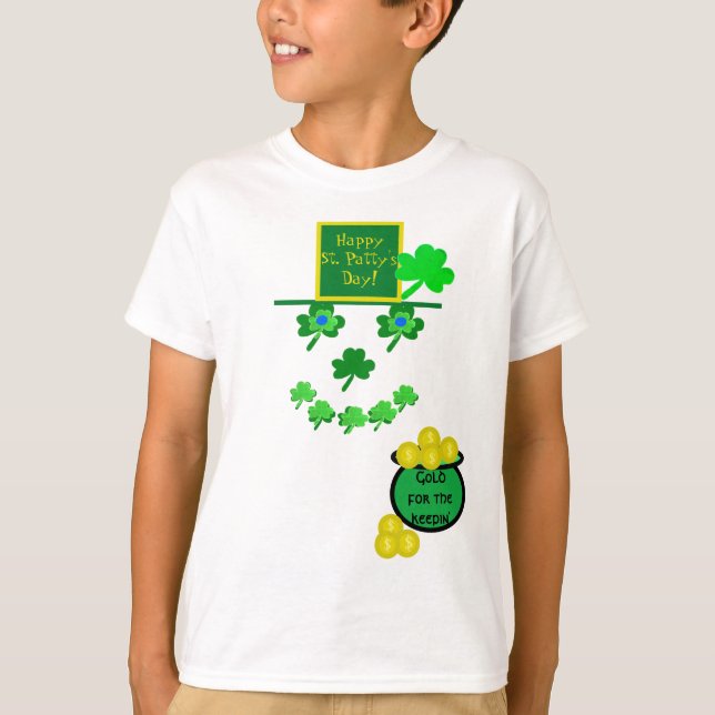 Saint Patty's Day Shamrocks Humor T-Shirt (Front)