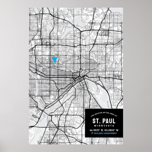 Saint Paul City Map  Mark Your Location  Poster