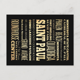 Saint Paul City of Minnesota State Typography Art Postcard