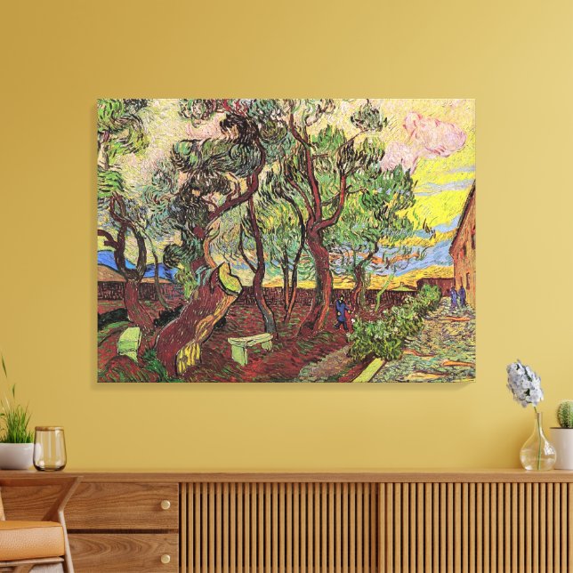 Saint Paul Hospital and Garden by Vincent van Gogh Canvas Print (Insitu(LivingRoom))