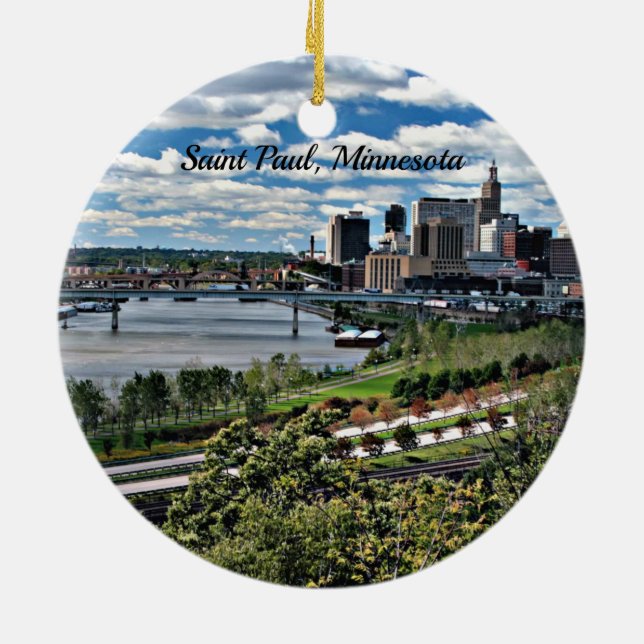 Saint Paul, Minnesota cityscape Ceramic Ornament (Back)