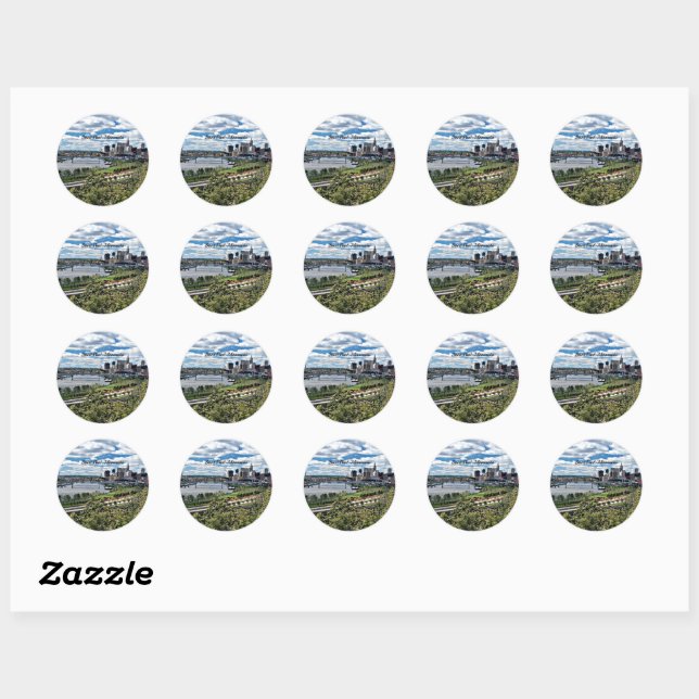 Saint Paul, Minnesota Landscape Classic Round Sticker (Sheet)