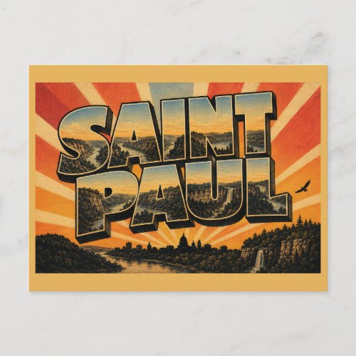 Saint Paul Minnesota Mississippi River Gorge Art Postcard