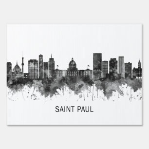 Saint Paul Minnesota Skyline BW Sign