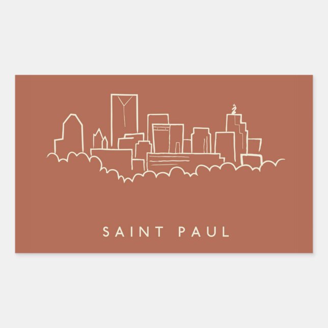 Saint Paul, Minnesota Skyline Rectangular Sticker (Front)