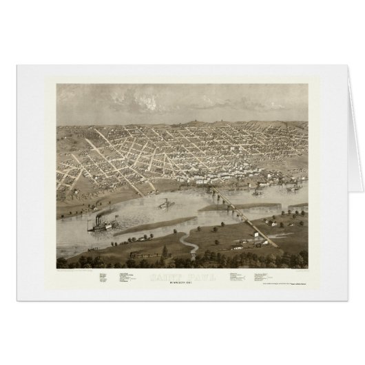Saint Paul, MN Panoramic Map - 1867 Cards (Front Horizontal)