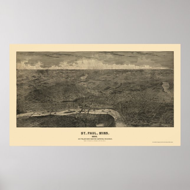 Saint Paul, MN Panoramic Map - 1888 Poster (Front)