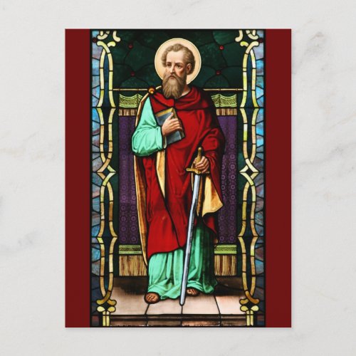 Saint Paul Paul the Apostle Stained Glass Art Postcard