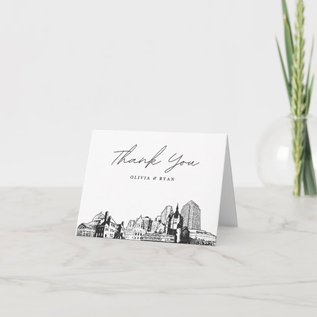 Saint Paul Skyline Sketch Blank Thank You Card (Front)