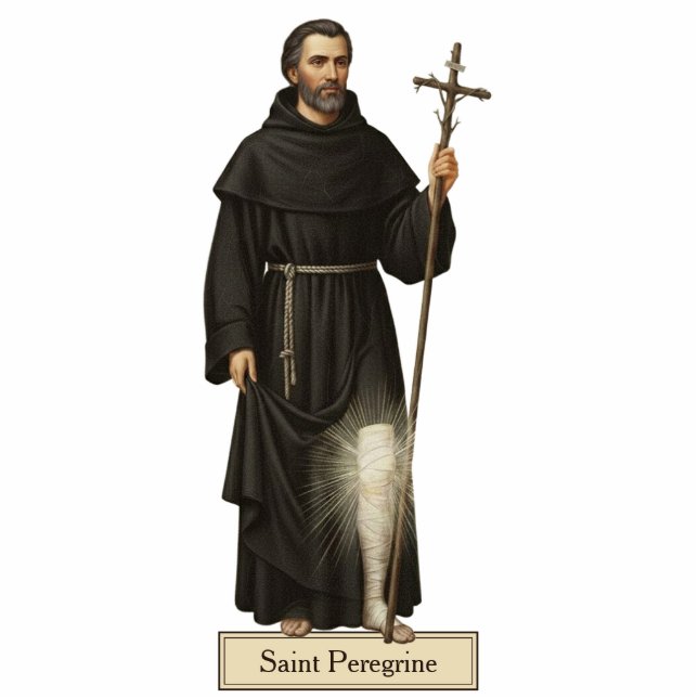 Saint Peregrine 2D Religious Statue Statuette (Front)