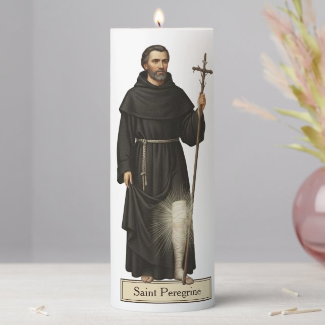 Saint Peregrine Religious Pillar Candle (In Situ)