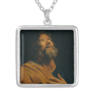 Saint Peter by Antoon van Dyck Silver Plated Necklace