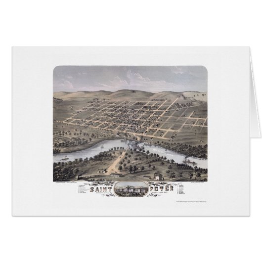 Saint Peter, MN Panoramic Map - 1870 Cards (Front Horizontal)