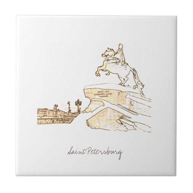 Saint Petersburg Russia Architecture Sketch Ceramic Tile (Front)