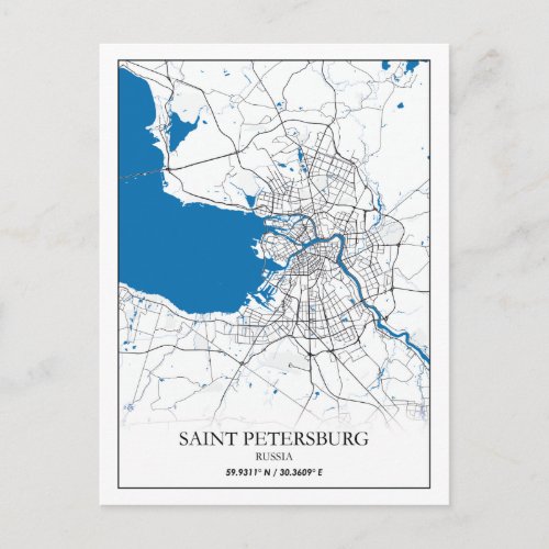 Saint Petersburg Russia City Map Travel Simple Postcard